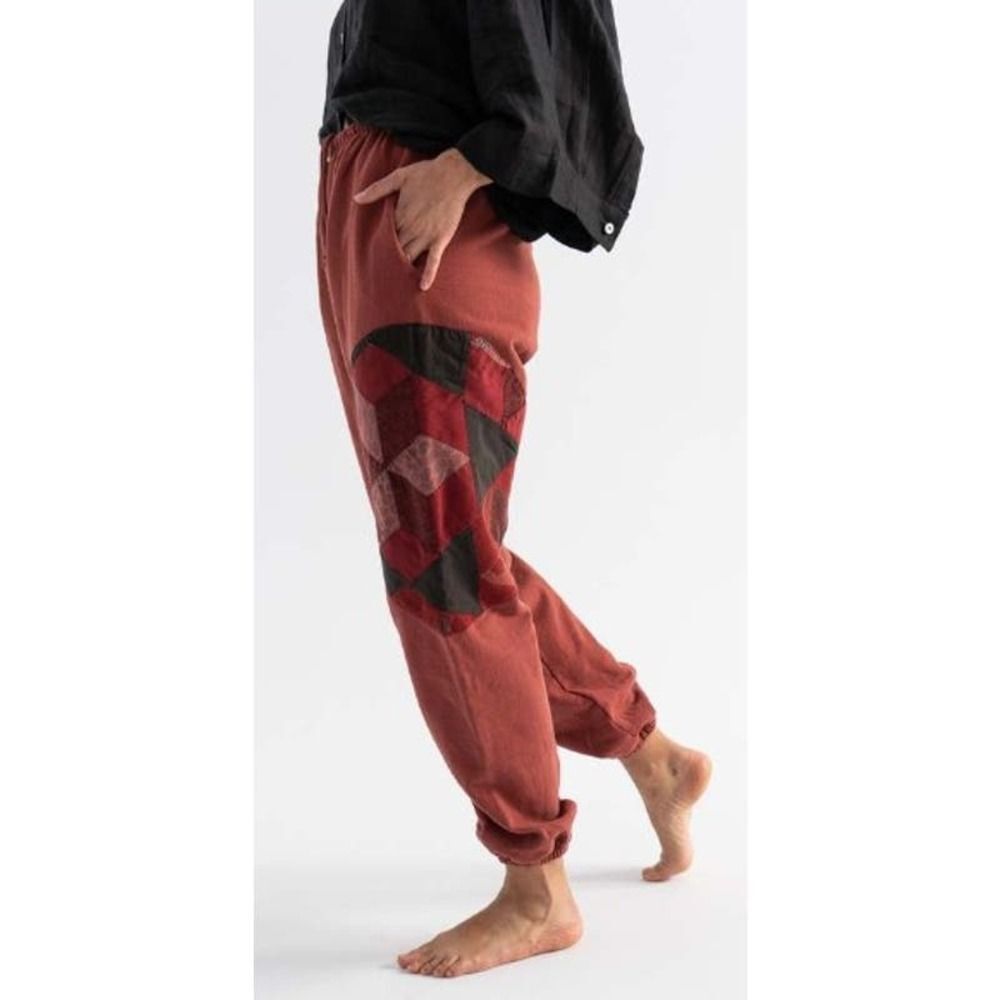 Anthropologie Rust Red Patchwork Jogger Pants